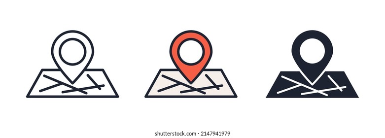 plantilla de símbolo de icono de ubicación de mapa para el logotipo de colección de diseño gráfico y web ilustración vectorial