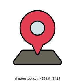ícone de localização do mapa com vetor branco plano de fundo ilustração stock