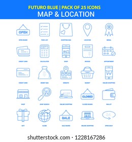 Map and Location Icons - Futuro Blue 25 Icon pack