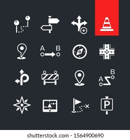 Map and location icons set