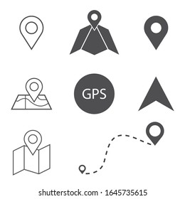 Map and location icons. Set of navigation and gps