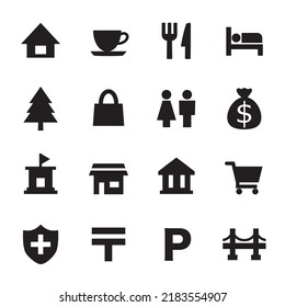Map location icons set, vector illustration