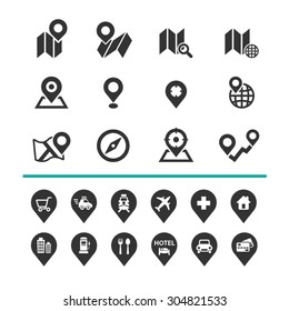 Map and Location icons set,Vector