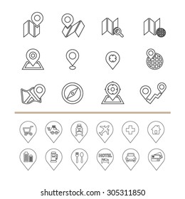 Map and Location icons set,Vector