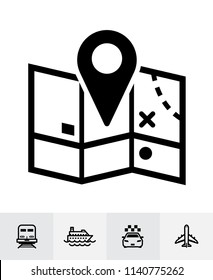 Map and location icons with White Background