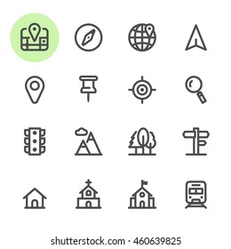 Map and location icons with White Background