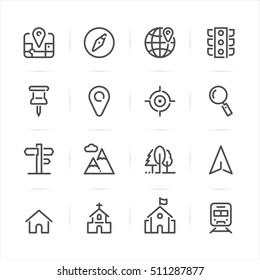 Map and location icons with White Background