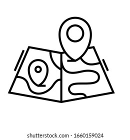 Map location line icon, concept sign, outline vector illustration, linear symbol.
