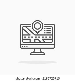 Symbol Karte und Position. Bearbeitbarer Strich und Pixel perfekt. Kann für digitale Produkte, Präsentationen, Print-Design und mehr verwendet werden.