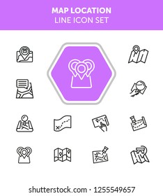 Map location line icon set. Pin, mark pointer, city plan. Navigation, concept. Can be used for topics like route, itinerary, address