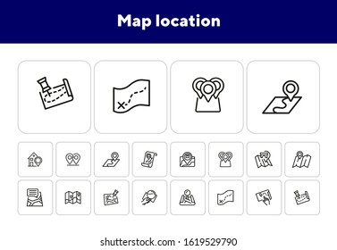 Map location line icon set. Pin, mark pointer, city plan. Navigation, concept. Can be used for topics like route, itinerary, address