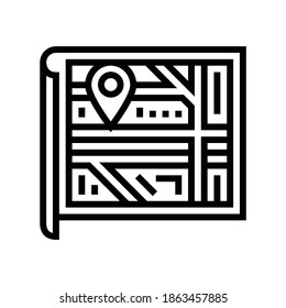 map location line icon vector. map location sign. isolated contour symbol black illustration