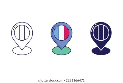 Map location line and solid vector icons