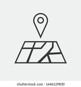 map location line vector icon