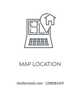 Map location linear icon. Map location concept stroke symbol design. Thin graphic elements vector illustration, outline pattern on a white background, eps 10.