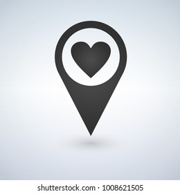 map location mark with heart