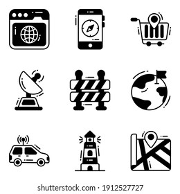 map and location marker icon., Set of Road traffic sign, Location pin, navigation icons