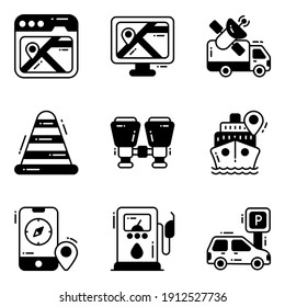 map and location marker icon., Set of Road traffic sign, Location pin, navigation icons
