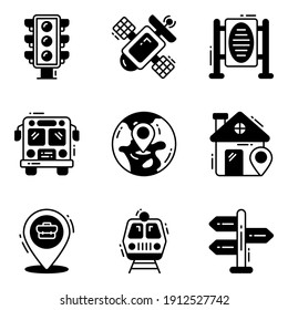map and location marker icon., Set of Road traffic sign, Location pin, navigation icons