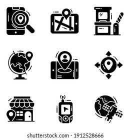 map and location marker icon., Set of Road traffic sign, Location pin, navigation icons
