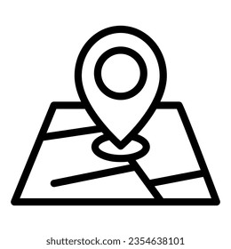 Map and location marker line icon, cartography concept, Geolocation sign on map sign on white background, GPS navigator map icon in outline for mobile web design. Vector graphics.