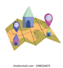 map location markers house isolated
