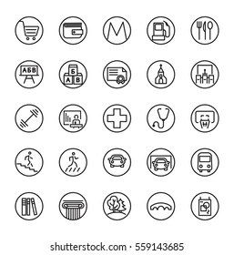 Map location markers, pointers vector simple icons set. 