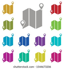 Map, location multi color icon. Simple glyph, flat vector of location icons for ui and ux, website or mobile application