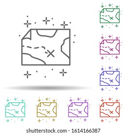Map location in multi color style icon. Simple thin line, outline vector of diving icons for ui and ux, website or mobile application