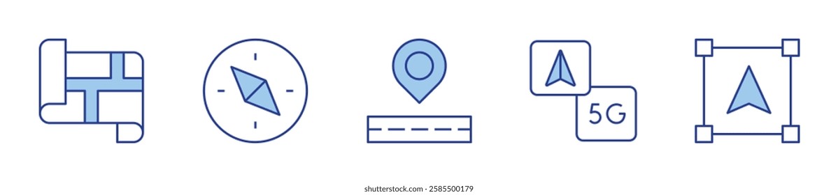 map, location, navigation, object, compass. Navigation Icon vector illustration. Line Duotone style. Editable stroke.