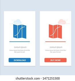 Map, Location, Navigation, Pin  Blue and Red Download and Buy Now web Widget Card Template. Vector Icon Template background
