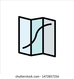 Map, Location, Navigation, Pin  Flat Color Icon. Vector icon banner Template