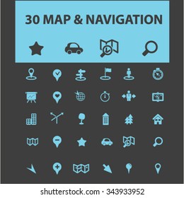 map, location, navigation, route  icons, signs vector concept set for infographics, mobile, website, application
