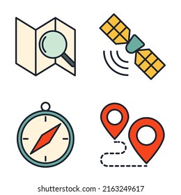 Map location and navigation set icon symbol template for graphic and web design collection logo vector illustration