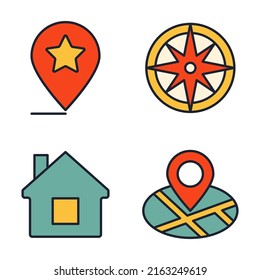 Map location and navigation set icon symbol template for graphic and web design collection logo vector illustration