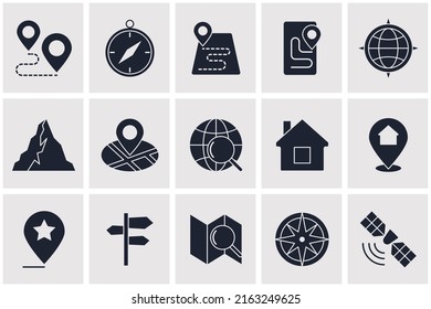 Map location and navigation set icon symbol template for graphic and web design collection logo vector illustration