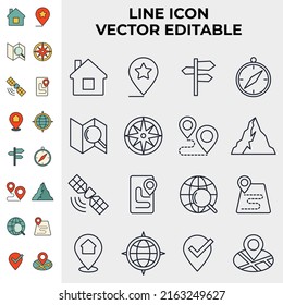 Map location and navigation set icon symbol template for graphic and web design collection logo vector illustration