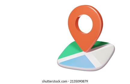 Map. Location on the map. Pin. Isolated 3d object on a transparent background