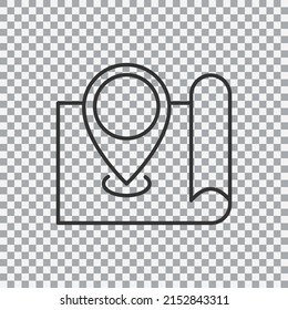 Map location outline icon isolated on transparent background. Vector illustration.
