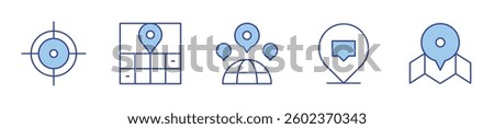 map, location pin, location, crosshair. Location Icon vector illustration. Line Duotone style. Editable stroke.