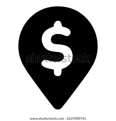 Map location pin with dollar