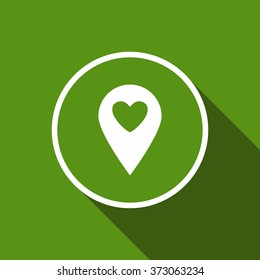 map location pin flat icon with long shadow. vector illustration
