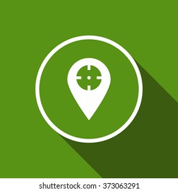 map location pin flat icon with long shadow. vector illustration