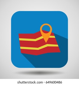 map location pin flat icon with long shadow