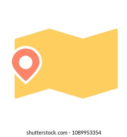 Map Location with Pin Icon.  96x96 for Web Graphics and Apps.  Simple Minimal Pictogram. Vector