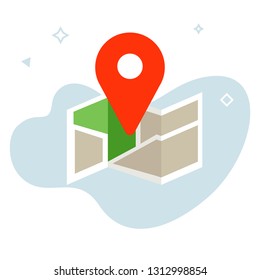 Map and  location pin icon in flat design. Travel concept. Concept of location.