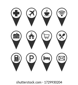 Icono de la ubicación del mapa. Lugar importante en el icono de la ciudad.