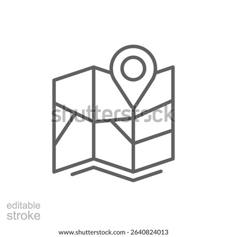 Map Location Pin Icon Outline Thin Line Symbol Editable Stroke for Navigation and Travel Interface