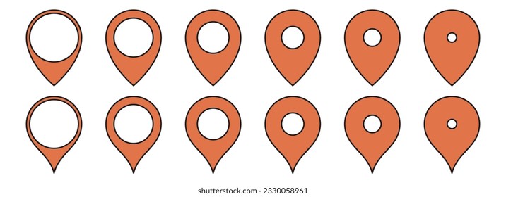 Conjunto de iconos de la ubicación de mapas