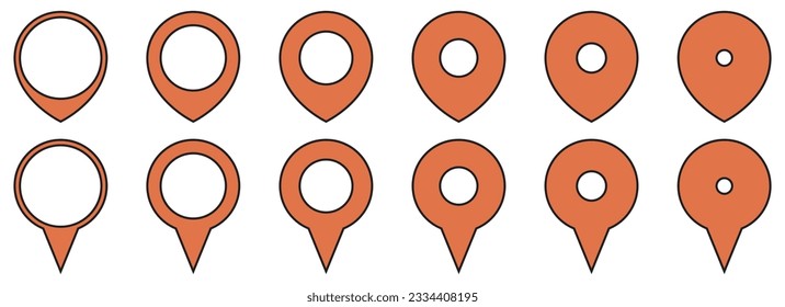Map location pin icon set vector illustration